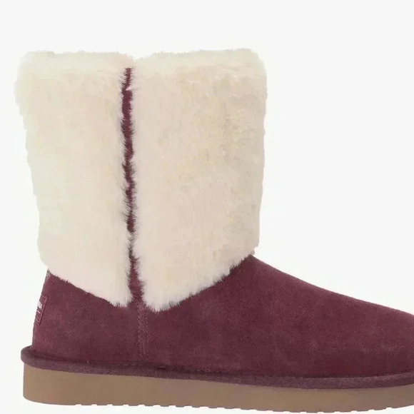 NEW Koolaburra By UGG Plum Aubrel Short Plush Double Cuff Boots Shoes Women’s 3 - Picture 2 of 14